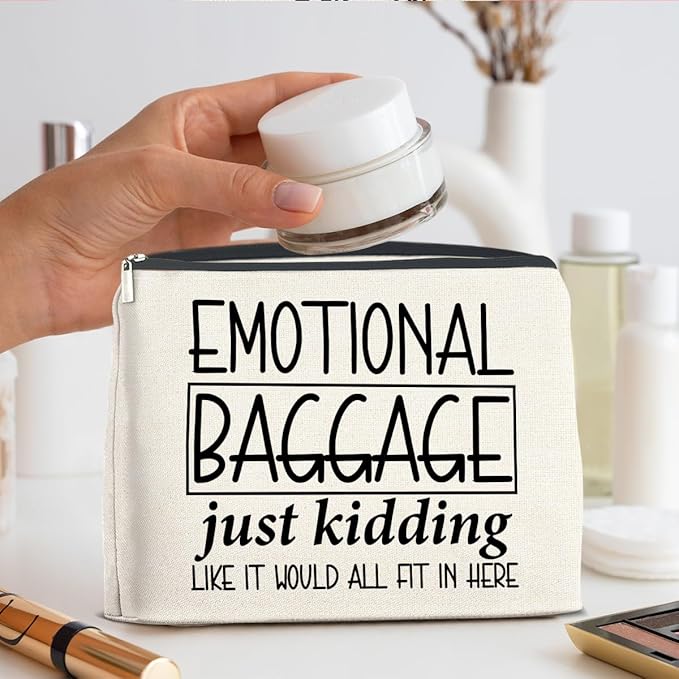 Funny Emotional Baggage Makeup Bag Gifts for Women Friends Bestie Soul Sister BFF, Cosmetic Bag Zipper Makeup Pouch