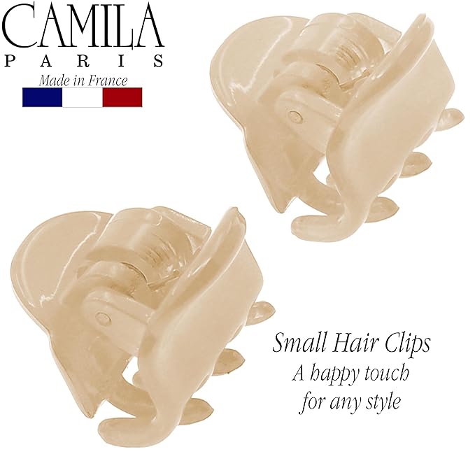Camila Paris CP3290 French Hair Clip for Women, Set of 2 Small Nude Girls Hair Claw Clips Fashion Durable Hair Accessories for Women, Luxury Ladies Strong Hold No Slip Grip Clamp, Made in France