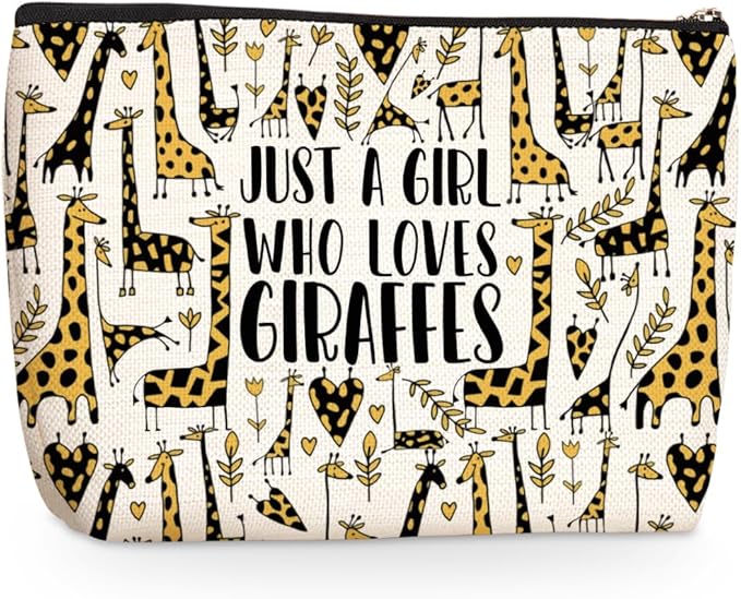 Cute Giraffes Makeup Bag Giraffe Gifts Cosmetic Travel Bag Giraffe Decor Stuff for Animal Giraffes Lovers Women Breeder Coworker Girls Sister Best Friend Female Skincare Bag for Christmas Birthday