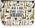 Cute Giraffes Makeup Bag Giraffe Gifts Cosmetic Travel Bag Giraffe Decor Stuff for Animal Giraffes Lovers Women Breeder Coworker Girls Sister Best Friend Female Skincare Bag for Christmas Birthday