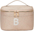 EURYNOME Makeup Bag - Water-Resistant Travel Cosmetic Organizer (8.3x5.1x5.1 Inch) for Women,Sparkling Custom Letter B Design