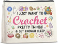 Crochet Gifts Makeup Bag for Crocheters Knitters, Crochet Lovers Knitting Gifts for Women Mom Grandma Cosmetic Bag with Zipper Travel Toiletry Pouch for Purse