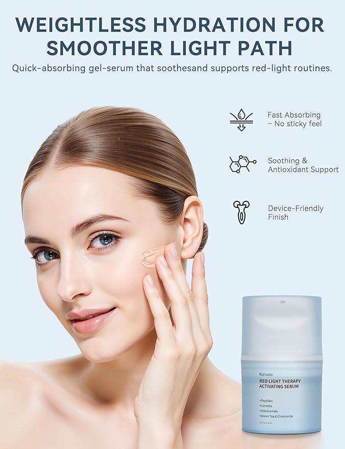 Red Light Therapy Activation Serum for Face – Activation & Hydration Booster for LED Mask, Microcurrent & Facial Devices – Hyaluronic Acid, Green Tea, Niacinamide, Centella & Aloe – 1.01 fl.oz