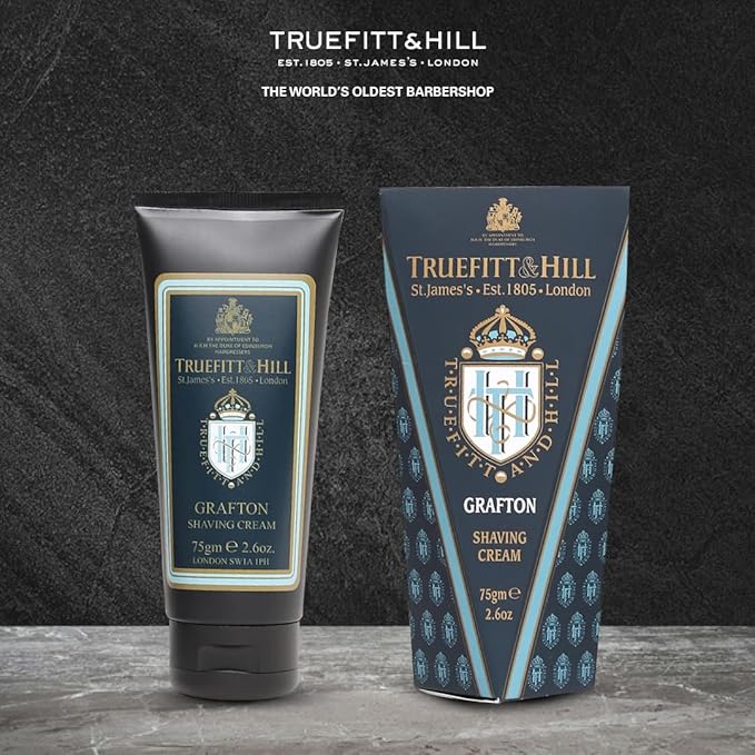 Truefitt & Hill Shaving Cream Tube - Grafton - Premium Glycerin-Based Lather, Smooth Glide, and Hydration for a Luxurious Shave - 2.65 oz.