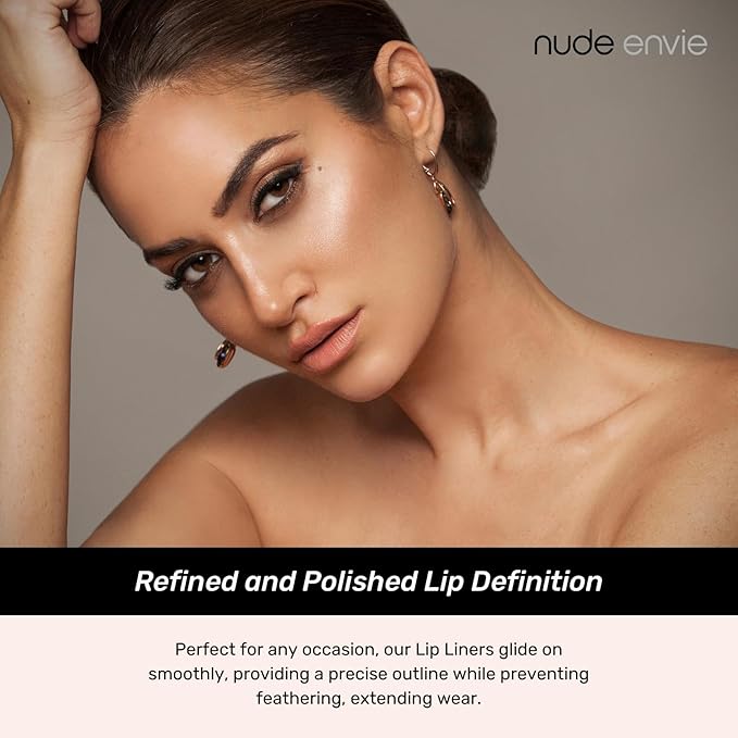 nude envie - Lip Liner - Smooth, Precise & Easy Application - Pigmented, Long-Lasting Lip Pencil - Add Definition - Prevents Feathering - Sharpenable - Vegan, Paraben-Free & Cruelty-Free - Classy