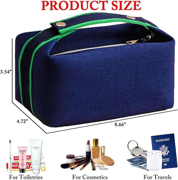 Travel Makeup Bag, Waterproof Canvas Cosmetic Bag Make Up Organizer Case for Women, Large Toiletry Bag Skincare Pouch for Toiletries Accessories Brushes