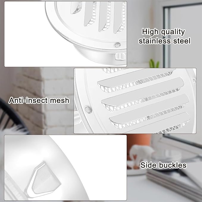 Zonon 18 Pcs Stainless Steel Soffit Vents 4 Inch Round Dryer Vent Cover - Image 4