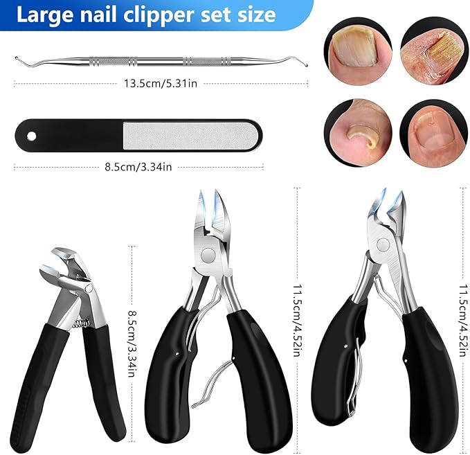 Toenail Clippers for Seniors Thick Nails, Ultra Sharp Sturdy Fingernail Toenail Clipper— Heavy Duty Ingrown Toenail Clippers, Thick Toenails with Wide Jaw, Long Handle Nail Clippers with Catcher