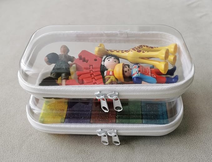 Clear Hard Shell Zipper Case Upgraded Thicker Transparent Pencil Case Toiletry Pouch, Clear Zipper Pouches Hard Shell Travel Organizer, Cosmetic Bag, Lidded Storage Bins Playroom Toy Bin (SS)