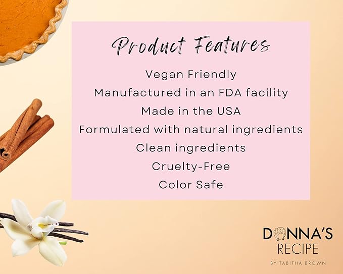 Donna's Recipe by Tabitha Brown Sweet Potato Pie Hair & Scalp Oil – Lightweight, Moisture-Rich, Soothing scalp care with Vanilla & Cinnamon (6 oz)