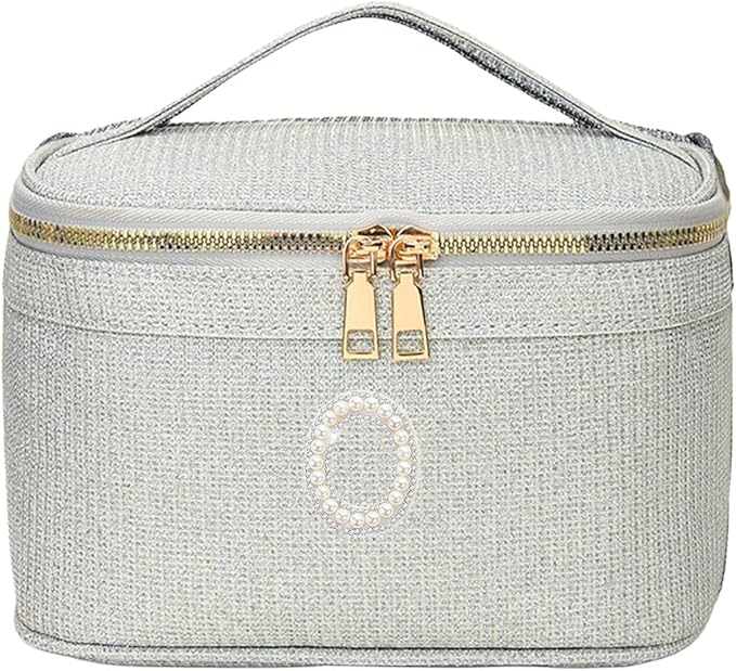 EURYNOME Makeup Bag with Custom Letter O, Water-Resistant Travel Organizer Pouch, (8.3x5.1x5.1 Inch) Cosmetic Case for Women