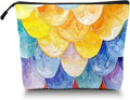 Cosmetic Bags Travel Makeup Toilet Case Waterproof Pouch for Women Girls 6.7X9.45inches - Colorful Scales Pattern in A Dreamy Design