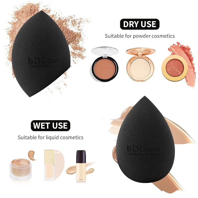 DUcare Christmas Sponges with Foundation Brush Makeup Puff Blending Foundation Sponge for Liquid BB Cream Mineral Powder Buffing Stippling