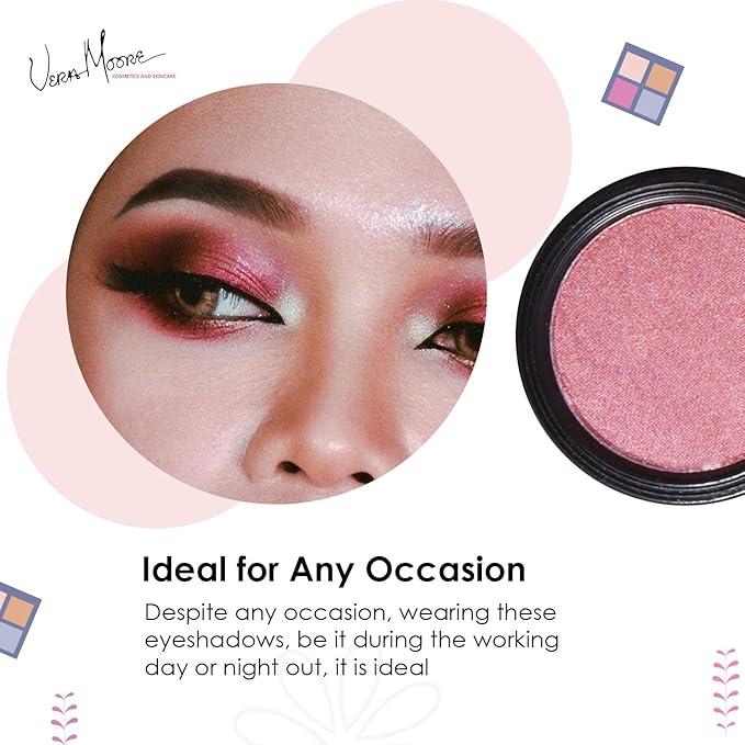 Vera Moore Eyeshadow, Highly Pigmented Eyeshades and Textures, Provide Bold and Lasting Looks, Suitable for Any Event, Easily Blendable Eye Makeup in Multiple Shades. (Dusty Rose)
