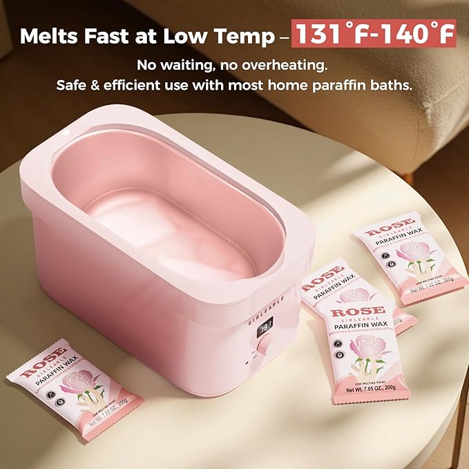 Paraffin Wax Refills 10 Packs for Paraffin Wax Bath Machine - for Dry Cracked Skin on Hands, Feet, Elbows - Moisturizing Hydration to Relieve Stiff Muscles & Joints (Rose)