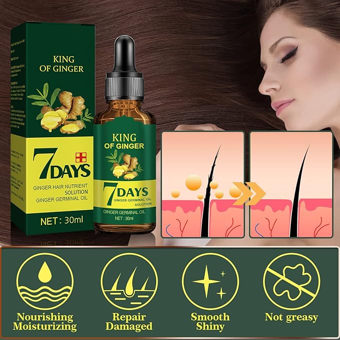 Biotin Hair Growth Serum for Hair Loss Treatment and Regrowth - Natural Ginger Essential Oil for Stronger, Thicker and Longer Hair for Women & Men (1.0 Fl Oz / 30ML)