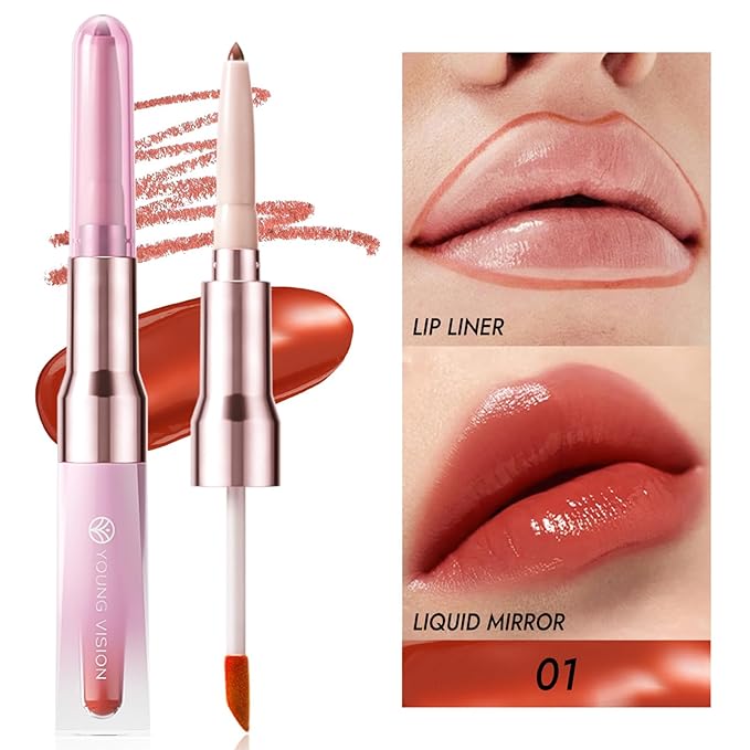 3 PCS Lip Liner and Lip Stain Combo Set, High Pigmented Long Lasting Velvet Lip Tint, Well-Defined Lipliner, Weightless Waterproof Not Animal Tested, Matte Finish Makeup