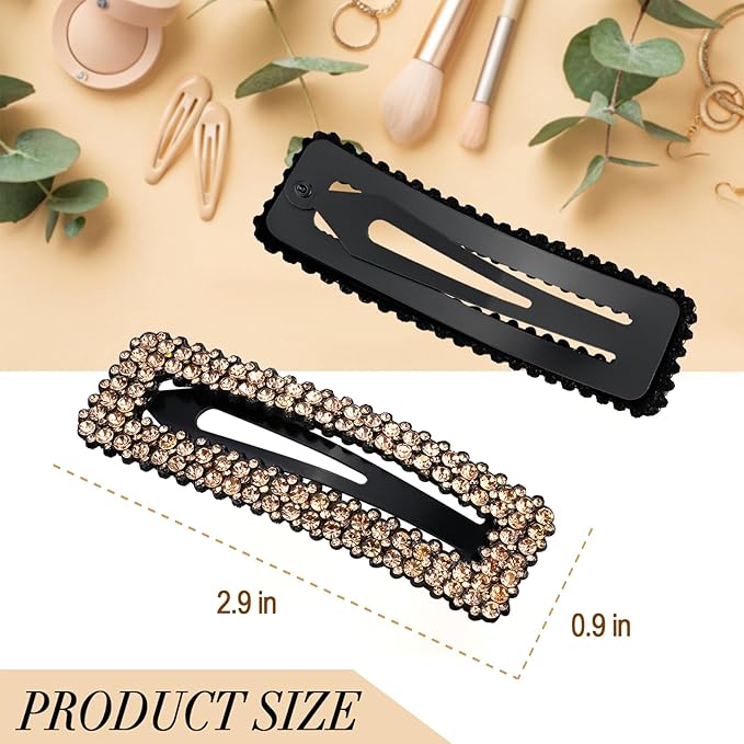 Rhinestone and Crystal Hair Clips 2-Pack, Sparkly Barrettes & Elegant Bling Accessories for Women & Girls(Set8)