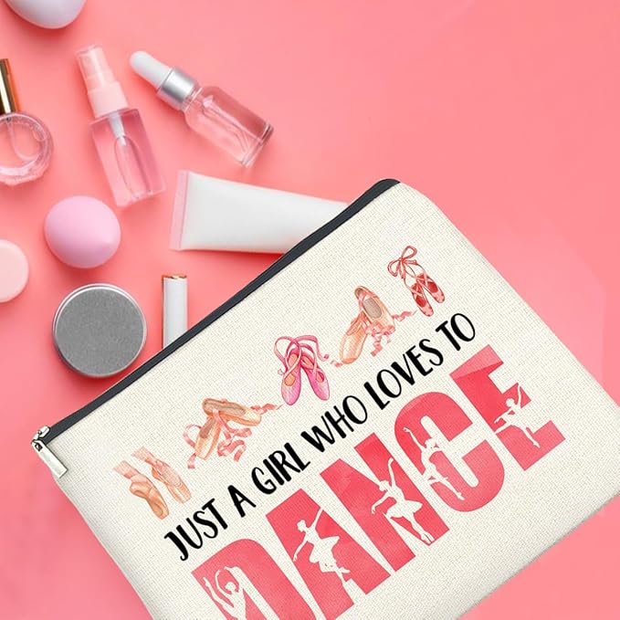 Dance Gifts Makeup Bag for Girls & Women Students & Dancers - Cosmetic Bag with Zipper for Dance Competition