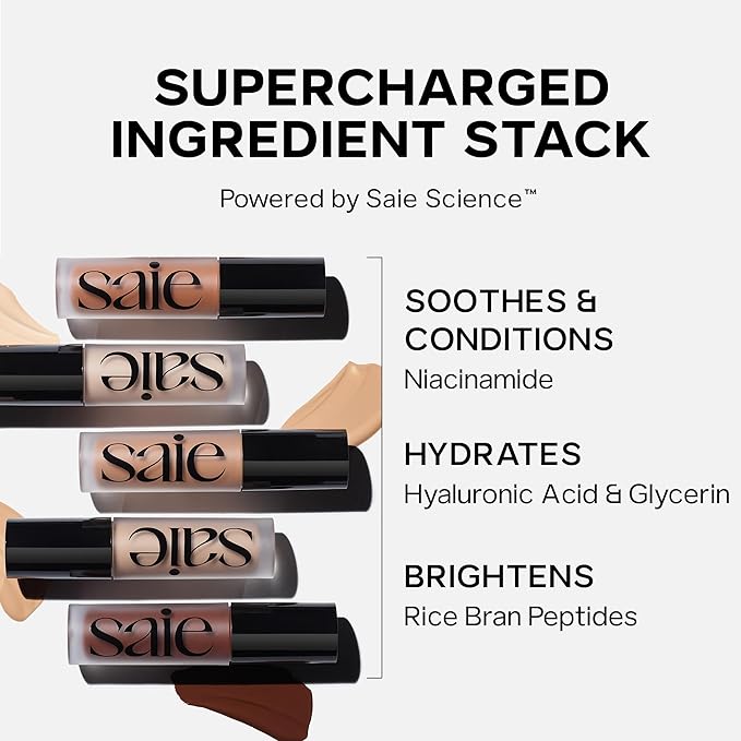 Saie Slip Tint Radiant Cream Concealer & All-Over Face Makeup - Concealer for Dark Circles, Redness & Blemishes - Lightweight Makeup Made with Hydrating Hyaluronic Acid - Shade 23 (0.17 oz)