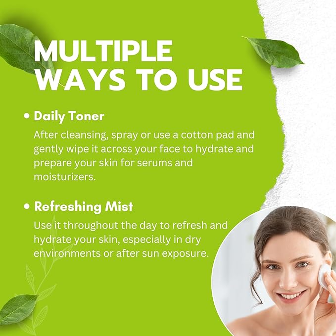 Green Tea Matcha Facial Toner Mist with Lavender, Refreshing, and Soothing Face Toner, with Jojoba Oil, Castor Oil, Snail Filtrate,120ml