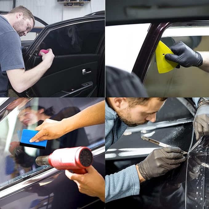 TOPZEA 25 PCS Car Window Tint Application Tools Kit, Easy-to-Use Vehicle Window Tinting Tools Glass Protective Film Installation Kits Includes 17oz Spray Bottle, Vinyl Wrap Squeegees, Knifes for Home