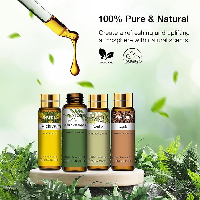 PHATOIL 9PCS Premium Essential Oil Set - 10ML/0.33FL.OZ Fragrance Oils for Diffusers DIY Candle Soap Making, Long Lasting Scents, Ideal Gift Set for Friends and Families