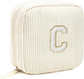 LETGO Birthday Gifts for Women Small Personalized Initial Monogram Makeup Bag,Preppy Corduroy Makeup Bags Travel Toiletry Bag Cute Pouch Purse for Her Mom Girlfriend Wife Sister Teacher Bridesmaid