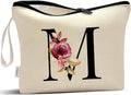 Vavabox A-Z Personalized Makeup Bag, Birthday Gifts for Women Mom, Gifts for Best Friend, Bride Bridesmaid Cosmetic bag (M, Yellow)