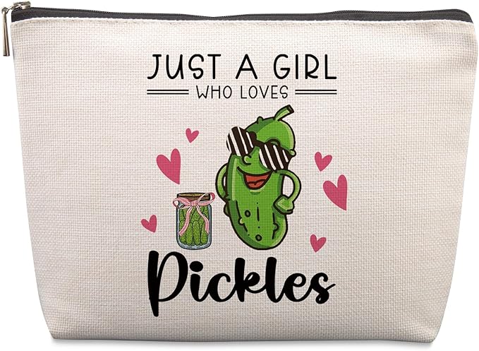 Funny Pickle Gifts for Teenage Girls Cute Makeup Bag Gifts for Pickle Lovers Women Birthday Friendship Christmas Gift for Teen Girls Best Friends Sister Bestie Funny Cosmetic Bag Zipper Pouch