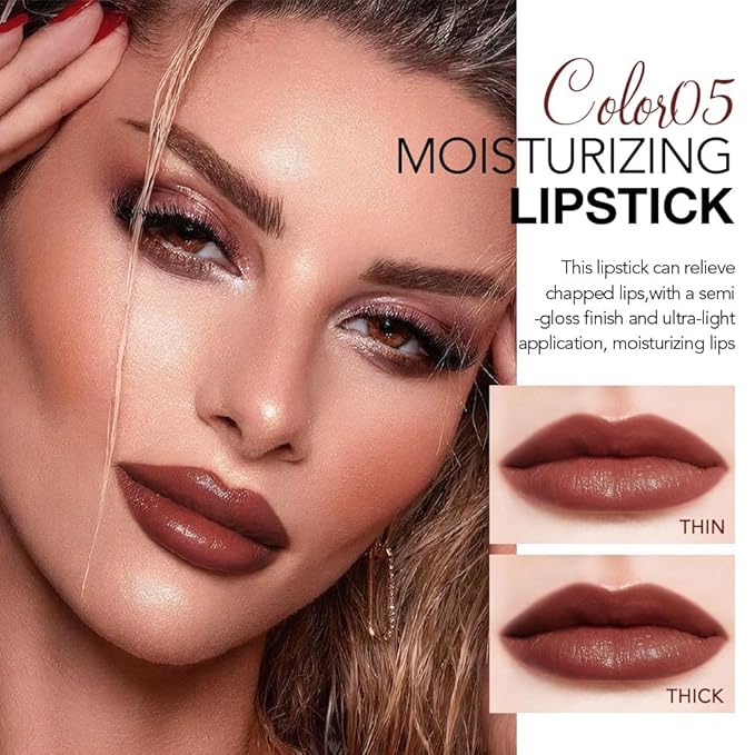 2Pcs Tinted Lip Balm Moisturizing Lipstick – Waterproof Hydrating Matte Lip Balm for Women, Creamy Natural Color Stain for Dry Lips, Soft Matte Finish (#5 Deep Cherry Brown & #08 Alluring Pink)