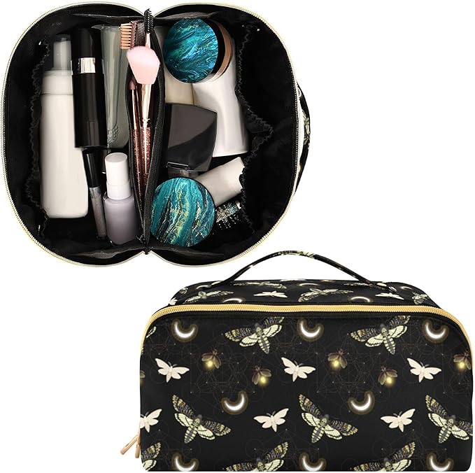 Makeup Organizer Bag, Death Moth Butterfly Travel Makeup Bags Makeup Vanity Case Large Capacity Rhombus Cosmetic Toiletry Bag for Girl Women Ladies