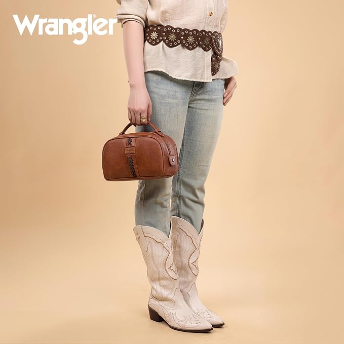 Montana West Wrangler Makeup Bags for Women Portable Toiletry Bag Small Travel Cosmetic Organizer for Gift Zipper Closure