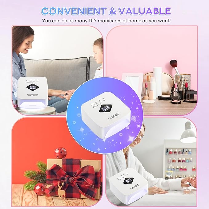 Cordless Nail Lamp 120W Rechargeable UV Light for Gel Nails LED Nail Dryer with 3 Timer Modes Perfect for Salon and Home Use Portable Cordless Design Continuous Use Up to 4-5 Hours(S10)