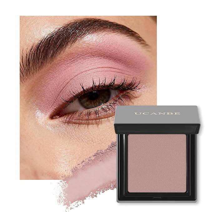 UCANBE Dusty Rose Pink Single Eyeshadow Palette, Neutral Mauve-Pink Matte Mini Eye Shadow Powder, Highly Pigmented Professional Long-Lasting Waterproof Makeup Pallet