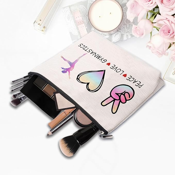 Cosmetic Makeup Bag Gifts for Gymnastics Lover Women, Gymnastic Coach Gift, Gymnastics Athletics Birthday Gifts for Her Friend Sister Daughter
