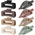 Hair Clips for Women 4.3 Inch Large Hair Claw Clips 8 pcs Square Claw Clips & Flat Hair Clips for Thick or Thin Hair French Concord Hair Barrettes Alligator Hair Accessories for Women (Basic)