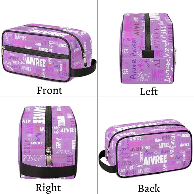 Personalized Name Toiletry Bag, Large Travel Cosmetic Bag Portable Makeup Organizer Bag for Women Bathroom Shower Essentials, Orchid Purple Color, Colorful Names Ranked
