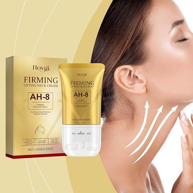 AH-8 Neck and Eye Cream Set with Electric Massage Tightening, Anti-Wrinkle Treatment with Red Light, Deep Moisturizer Bundle Care (Neck Cream)