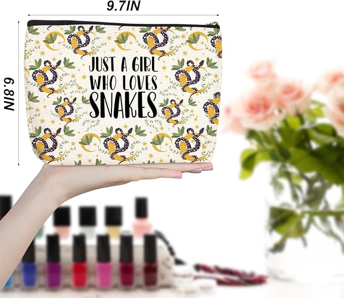 Cute Snakes Print Makeup Bag Snake Gifts Cosmetic Travel Bag Snake Accessories Decor Stuff for Animal Snakes Lovers Women Breeder Girls Sister Best Friend Funny Skincare Bag for Christmas Birthday
