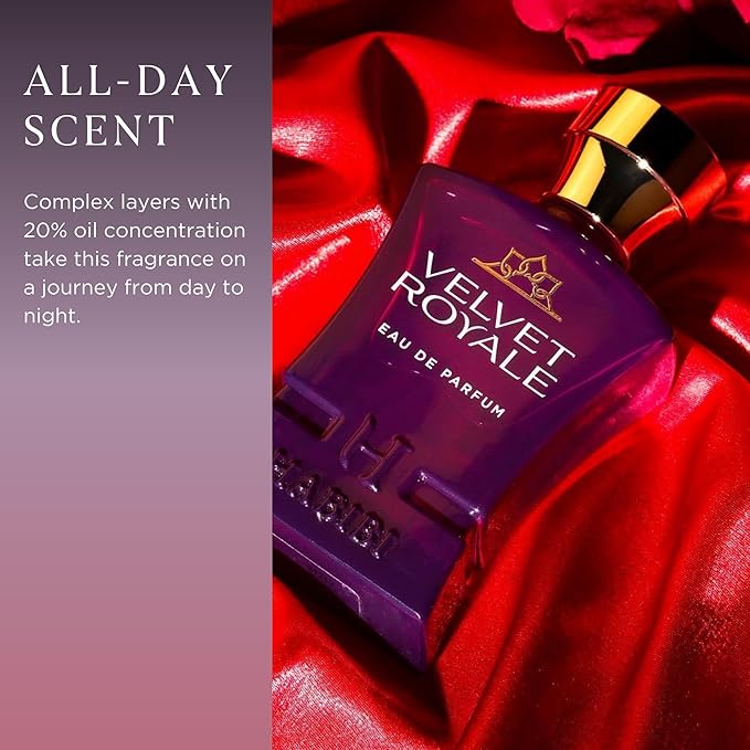 H HABIBI Velvet Royale Arabian Perfume for Women – 2.5 oz (75ML) Long Lasting Women's Fragrance, Fruity Floral Scent with Plum, Violet, Vanilla & Oud Notes