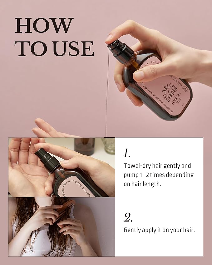Milk Protein Intensive Perfume Hair Oil - Korean Anti Frizz Nourishing & Smoothing Hair Serum - Subtle Verbena Lavender Scent - with 10,000ppm Argan Oil & 6 Plant-Based Oils, 3.38 fl.oz.