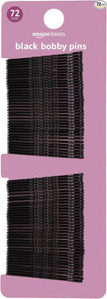 Amazon Basics Bobby Pins, Black Hair Pins for all Hair types, 72 Count