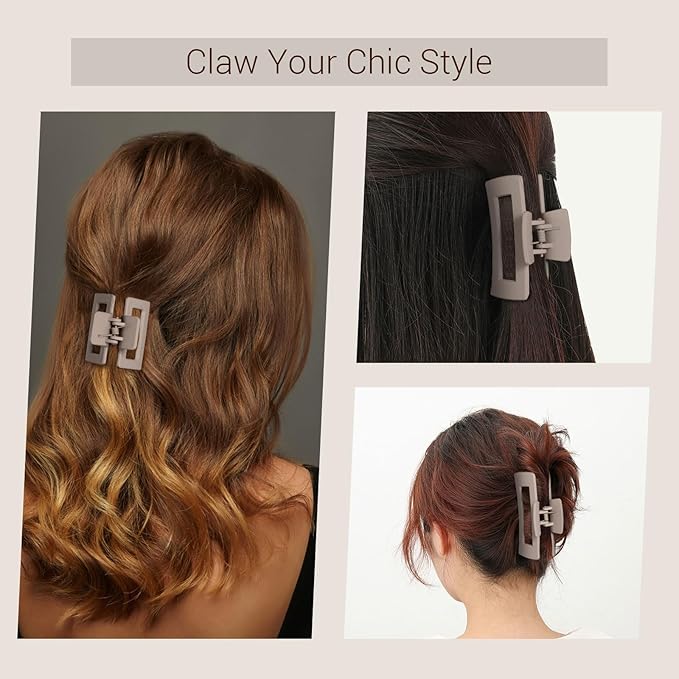 Shinowa Hair Claw Clips, 3 Pieces Leopard Print Claw Clip, Strong Hold Hair Jaw Clips for Thick Hair, Hair Accessories for Women Girls, Purple Gray