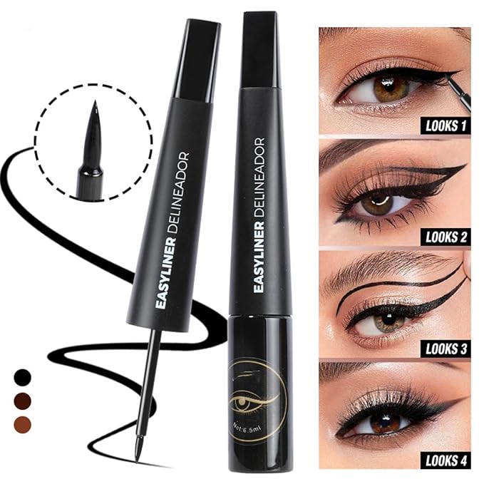 MAEPEOR Ultra-Fine Liquid Eyeliner Dark Brown High-Pigmented Matte Eyeliner Pen Stay All Day Makeup with Fine Brush Tip (M02 Dark Brown)