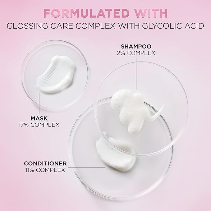 L'Oreal Paris Glossing Sulfate Free Shampoo and Conditioner Set with Glycolic Acid, Hair Care for Lasting Shine and Smoothness for Dull, Dry Hair, EverPure, 1 Kit