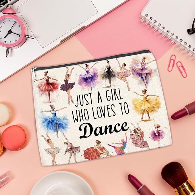 Ballet Gifts Makeup Bag for Women Girls Daughter, Inspirational Appreciation Gifts for Dancers Teacher Coach Birthday Christmas Friendship Cosmetic Bag with Zipper Travel Toiletry Pouch for Purse