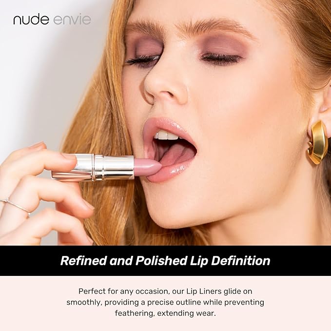 nude envie - Lip Liner - Smooth, Precise & Easy Application - Pigmented, Long-Lasting Lip Pencil - Add Definition - Prevents Feathering - Sharpenable - Vegan, Paraben-Free & Cruelty-Free - Elegant