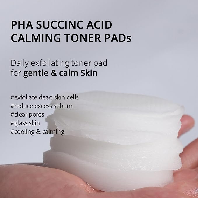 Re.SPN PHA Succinic Acid Calming Toner Pads – Daily Exfoliating, Hydrating and Soothing with CICA, Caffeine, Non-comedogenic, Vegan, Glass Skin, K-Beauty (7)