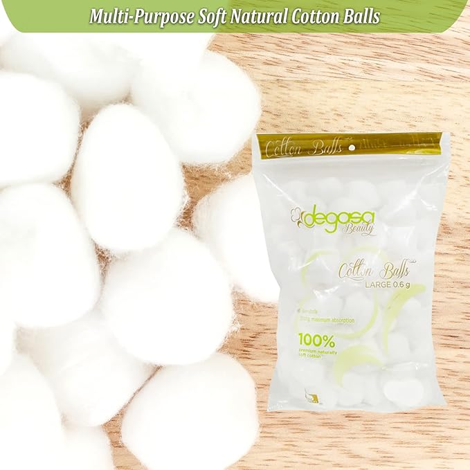Cotton Balls for Facial Treatments, Nails and Make-Up Removal, Applying Tonics & Cleansers, Multi-Purpose Soft Natural Cotton Balls (Large 100 Count)